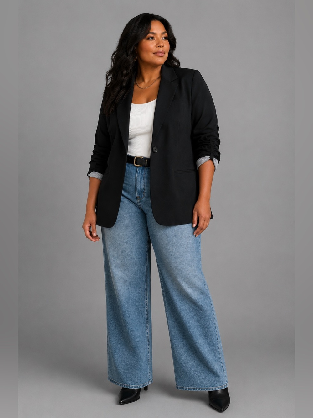 Torrid Black Ruched Sleeve Blazer Size 2 2X Plus Workwear